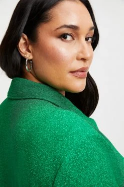 GOOD AMERICAN Cover Ups SPARKLE BUTTON DOWN TOP | SUMMER GREEN002