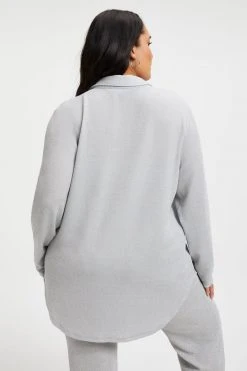 GOOD AMERICAN Cover Ups SPARKLE BUTTON DOWN TOP | SILVER001