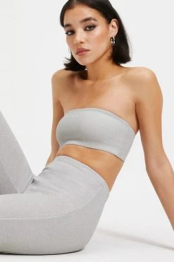 GOOD AMERICAN Cover Ups SPARKLE WIDE LEG PANT | SILVER001