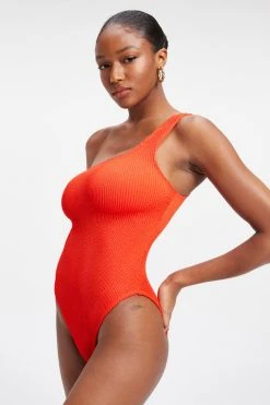 GOOD AMERICAN One-Pieces ALWAYS FITS HOT SHOULDER ONE-PIECE | BRIGHT POPPY002