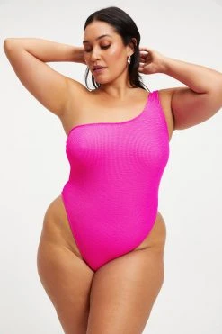 GOOD AMERICAN One-Pieces ALWAYS FITS HOT SHOULDER ONE-PIECE | HAWIIAN PINK 001