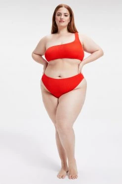 GOOD AMERICAN ALWAYS FITS ONE SHOULDER TOP | BRIGHT POPPY002