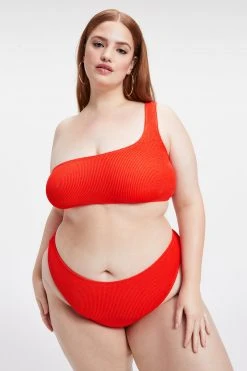 GOOD AMERICAN ALWAYS FITS ONE SHOULDER TOP | BRIGHT POPPY002