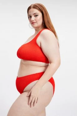 GOOD AMERICAN ALWAYS FITS ONE SHOULDER TOP | BRIGHT POPPY002