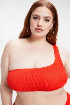 GOOD AMERICAN ALWAYS FITS ONE SHOULDER TOP | BRIGHT POPPY002