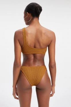 GOOD AMERICAN Bikini Tops ALWAYS FITS ONE SHOULDER TOP | BRONZE BROWN001