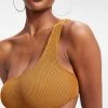 GOOD AMERICAN Bikini Tops ALWAYS FITS ONE SHOULDER TOP | BRONZE BROWN001