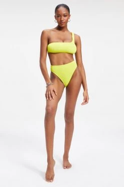 GOOD AMERICAN ALWAYS FITS ONE SHOULDER TOP | ELECTRIC YELLOW001