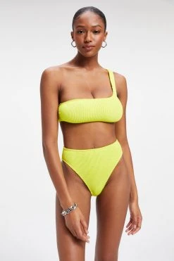 GOOD AMERICAN ALWAYS FITS ONE SHOULDER TOP | ELECTRIC YELLOW001