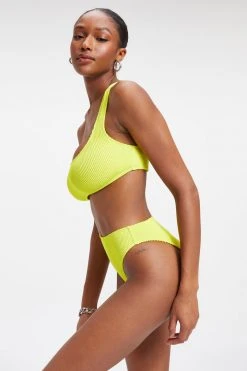 GOOD AMERICAN ALWAYS FITS ONE SHOULDER TOP | ELECTRIC YELLOW001