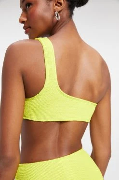 GOOD AMERICAN ALWAYS FITS ONE SHOULDER TOP | ELECTRIC YELLOW001