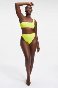 GOOD AMERICAN ALWAYS FITS ONE SHOULDER TOP | ELECTRIC YELLOW001