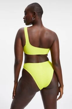 GOOD AMERICAN ALWAYS FITS ONE SHOULDER TOP | ELECTRIC YELLOW001