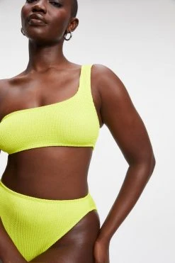 GOOD AMERICAN ALWAYS FITS ONE SHOULDER TOP | ELECTRIC YELLOW001
