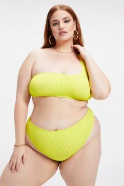 GOOD AMERICAN ALWAYS FITS ONE SHOULDER TOP | ELECTRIC YELLOW001