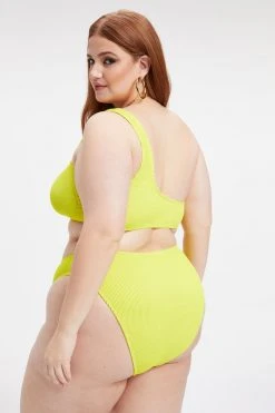 GOOD AMERICAN ALWAYS FITS ONE SHOULDER TOP | ELECTRIC YELLOW001