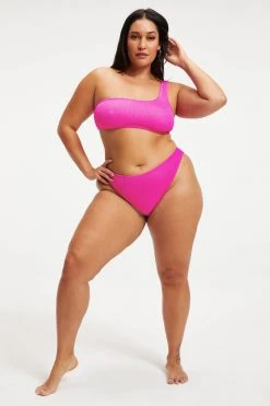 GOOD AMERICAN ALWAYS FITS ONE SHOULDER TOP | HAWIIAN PINK 001