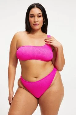 GOOD AMERICAN ALWAYS FITS ONE SHOULDER TOP | HAWIIAN PINK 001