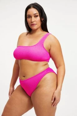 GOOD AMERICAN ALWAYS FITS ONE SHOULDER TOP | HAWIIAN PINK 001