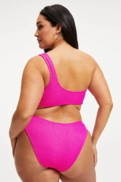 GOOD AMERICAN ALWAYS FITS ONE SHOULDER TOP | HAWIIAN PINK 001