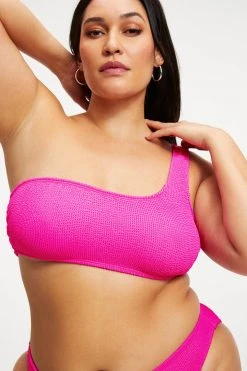 GOOD AMERICAN ALWAYS FITS ONE SHOULDER TOP | HAWIIAN PINK 001