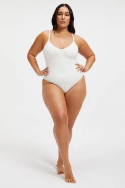 GOOD AMERICAN GOOD COMPRESSION SHOWOFF ONE-PIECE | IVORY001 One-Pieces