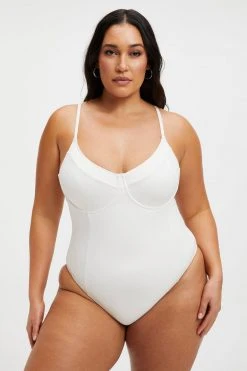 GOOD AMERICAN GOOD COMPRESSION SHOWOFF ONE-PIECE | IVORY001 One-Pieces