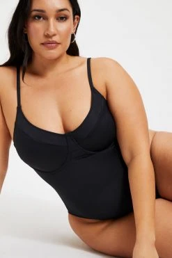 GOOD AMERICAN GOOD COMPRESSION SHOWOFF ONE-PIECE | BLACK001