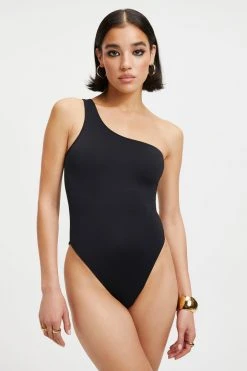 GOOD AMERICAN One-Pieces GOOD COMPRESSION HOT SHOULDER ONE-PIECE | BLACK001