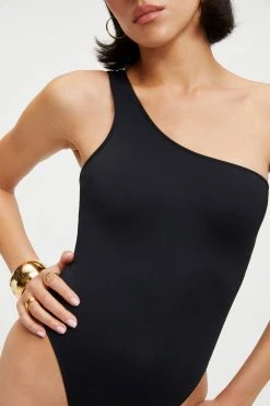GOOD AMERICAN One-Pieces GOOD COMPRESSION HOT SHOULDER ONE-PIECE | BLACK001