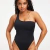 GOOD AMERICAN One-Pieces GOOD COMPRESSION HOT SHOULDER ONE-PIECE | BLACK001