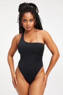 GOOD AMERICAN One-Pieces GOOD COMPRESSION HOT SHOULDER ONE-PIECE | BLACK001
