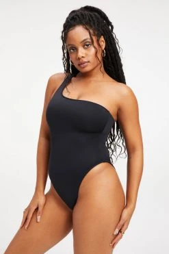 GOOD AMERICAN One-Pieces GOOD COMPRESSION HOT SHOULDER ONE-PIECE | BLACK001