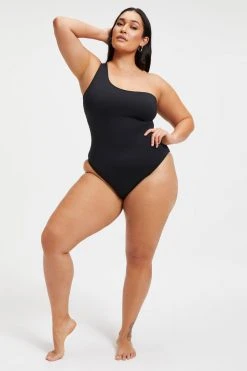 GOOD AMERICAN One-Pieces GOOD COMPRESSION HOT SHOULDER ONE-PIECE | BLACK001