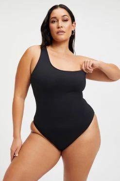 GOOD AMERICAN One-Pieces GOOD COMPRESSION HOT SHOULDER ONE-PIECE | BLACK001