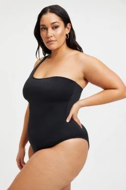 GOOD AMERICAN One-Pieces GOOD COMPRESSION HOT SHOULDER ONE-PIECE | BLACK001