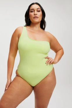 GOOD AMERICAN One-Pieces GOOD COMPRESSION HOT SHOULDER ONE-PIECE | KEY LIME001