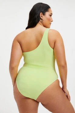 GOOD AMERICAN One-Pieces GOOD COMPRESSION HOT SHOULDER ONE-PIECE | KEY LIME001