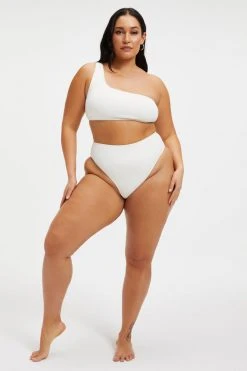 GOOD AMERICAN Bikini Tops GOOD COMPRESSION HOT SHOULDER TOP | IVORY001