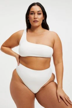 GOOD AMERICAN Bikini Tops GOOD COMPRESSION HOT SHOULDER TOP | IVORY001