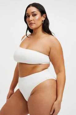 GOOD AMERICAN Bikini Tops GOOD COMPRESSION HOT SHOULDER TOP | IVORY001