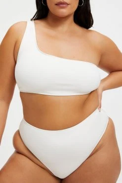 GOOD AMERICAN Bikini Tops GOOD COMPRESSION HOT SHOULDER TOP | IVORY001