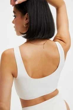 GOOD AMERICAN GOOD COMPRESSION SWIM TANK | IVORY001 Bikini Tops