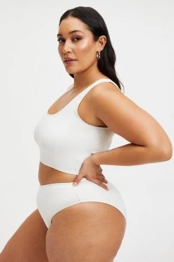 GOOD AMERICAN GOOD COMPRESSION SWIM TANK | IVORY001 Bikini Tops