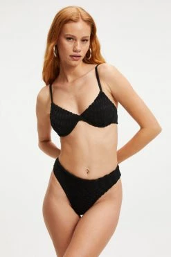 GOOD AMERICAN JACQUARD DEMI TOP | BLACK001 Bikini Tops