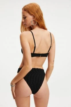 GOOD AMERICAN JACQUARD DEMI TOP | BLACK001 Bikini Tops