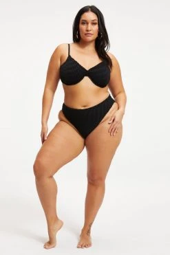 GOOD AMERICAN JACQUARD DEMI TOP | BLACK001 Bikini Tops