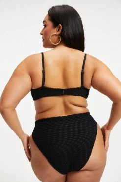 GOOD AMERICAN JACQUARD DEMI TOP | BLACK001 Bikini Tops