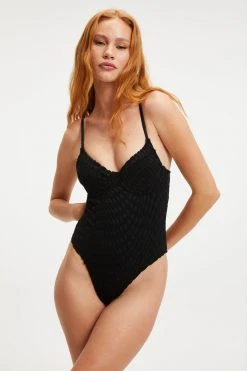 GOOD AMERICAN JACQUARD SHOWOFF ONE-PIECE | BLACK001