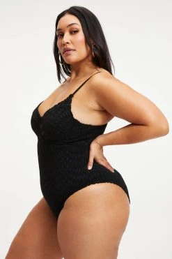 GOOD AMERICAN JACQUARD SHOWOFF ONE-PIECE | BLACK001